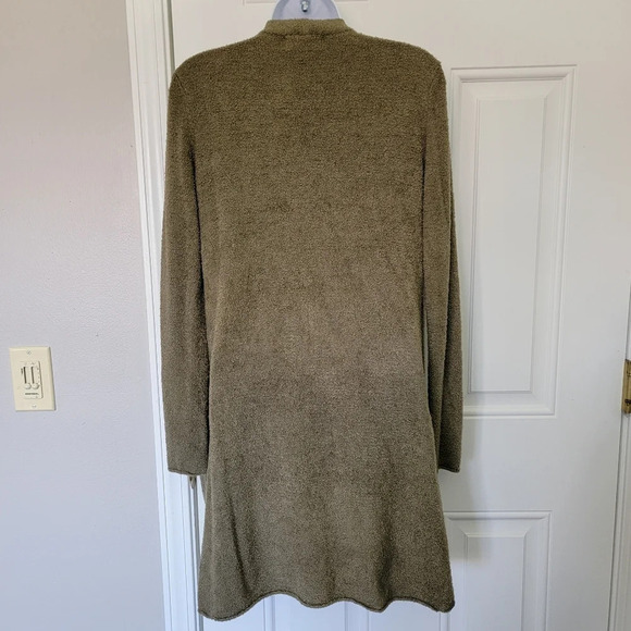 Barefoot Dreams Cozychic Lite Olive Green Long Open Cardigan Pockets XS - Picture 5 of 9